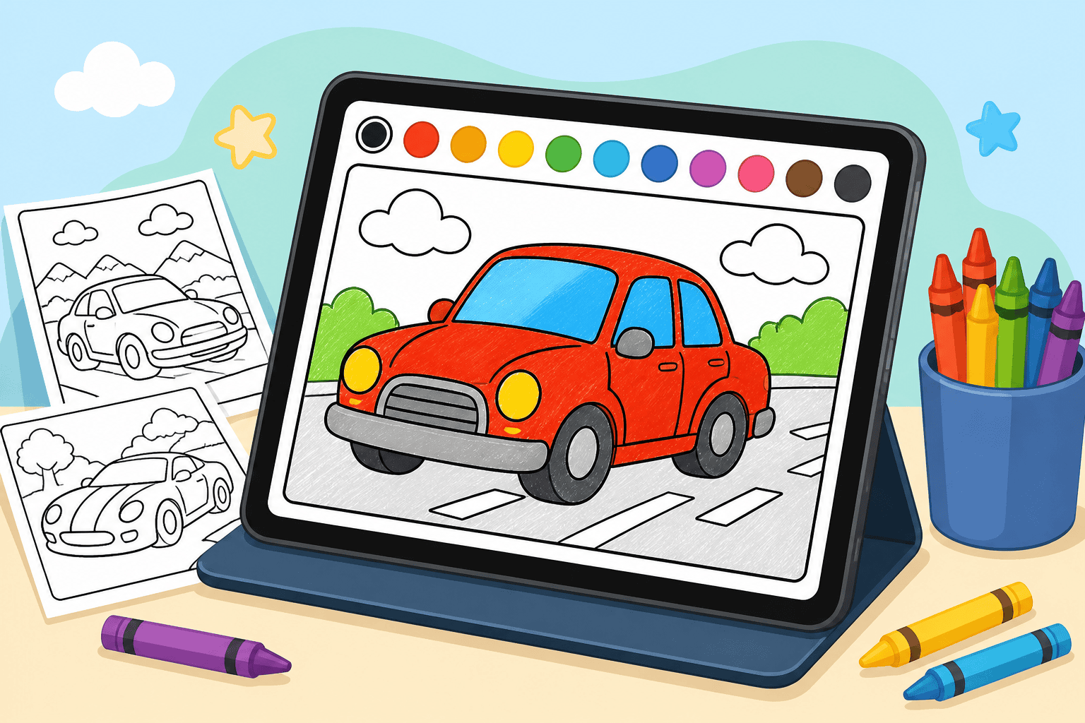 Coloring Pages for iPad Kids — No App Required