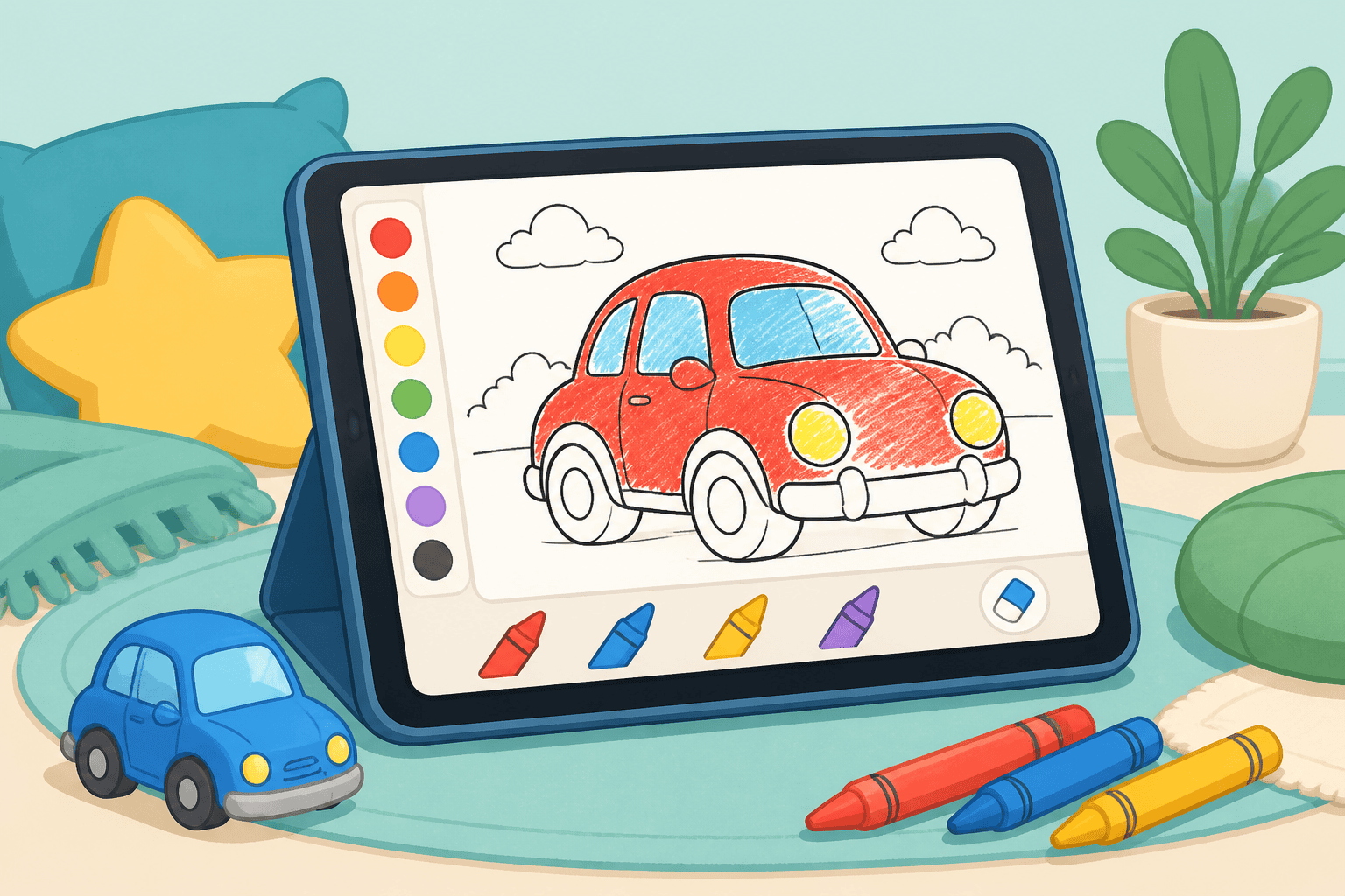 iPad Quiet Time Activities for Kids: Car Coloring