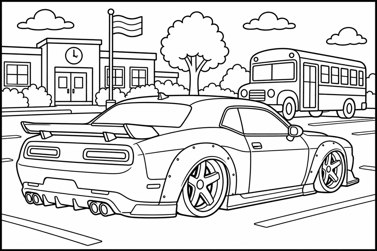 Dodge Challenger R/T Scat Pack Widebody coloring page