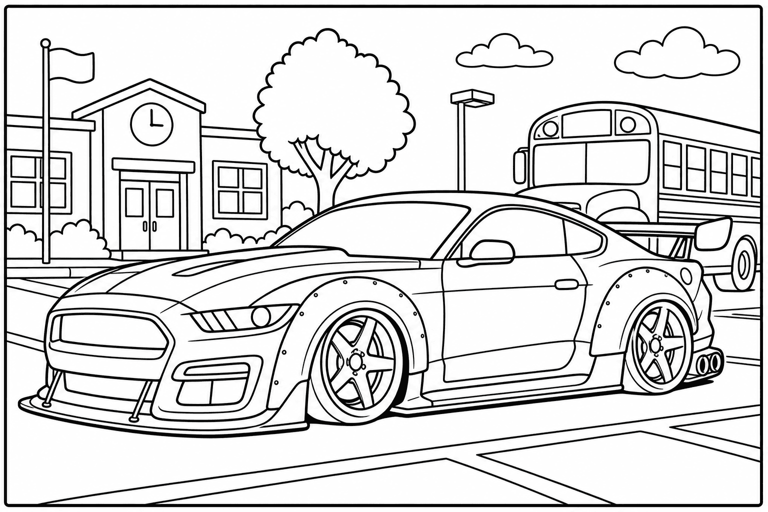 Ford Mustang Shelby GT500 coloring page from the American Muscle Cars book