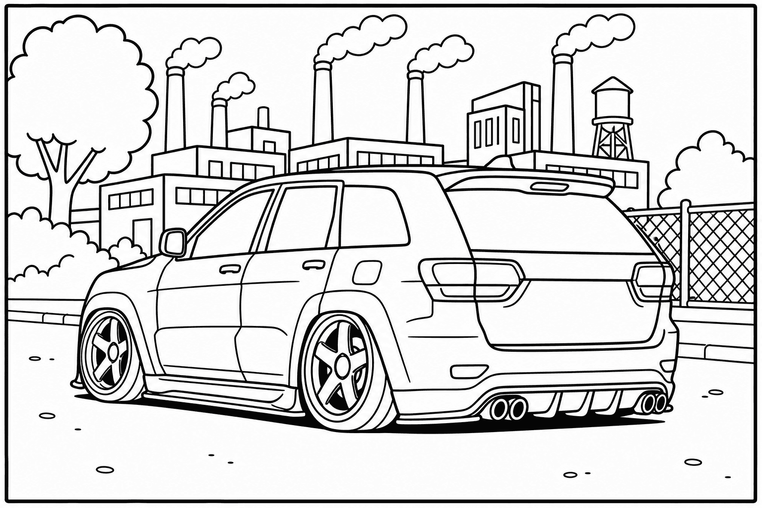 Jeep Grand Cherokee Trackhawk coloring page