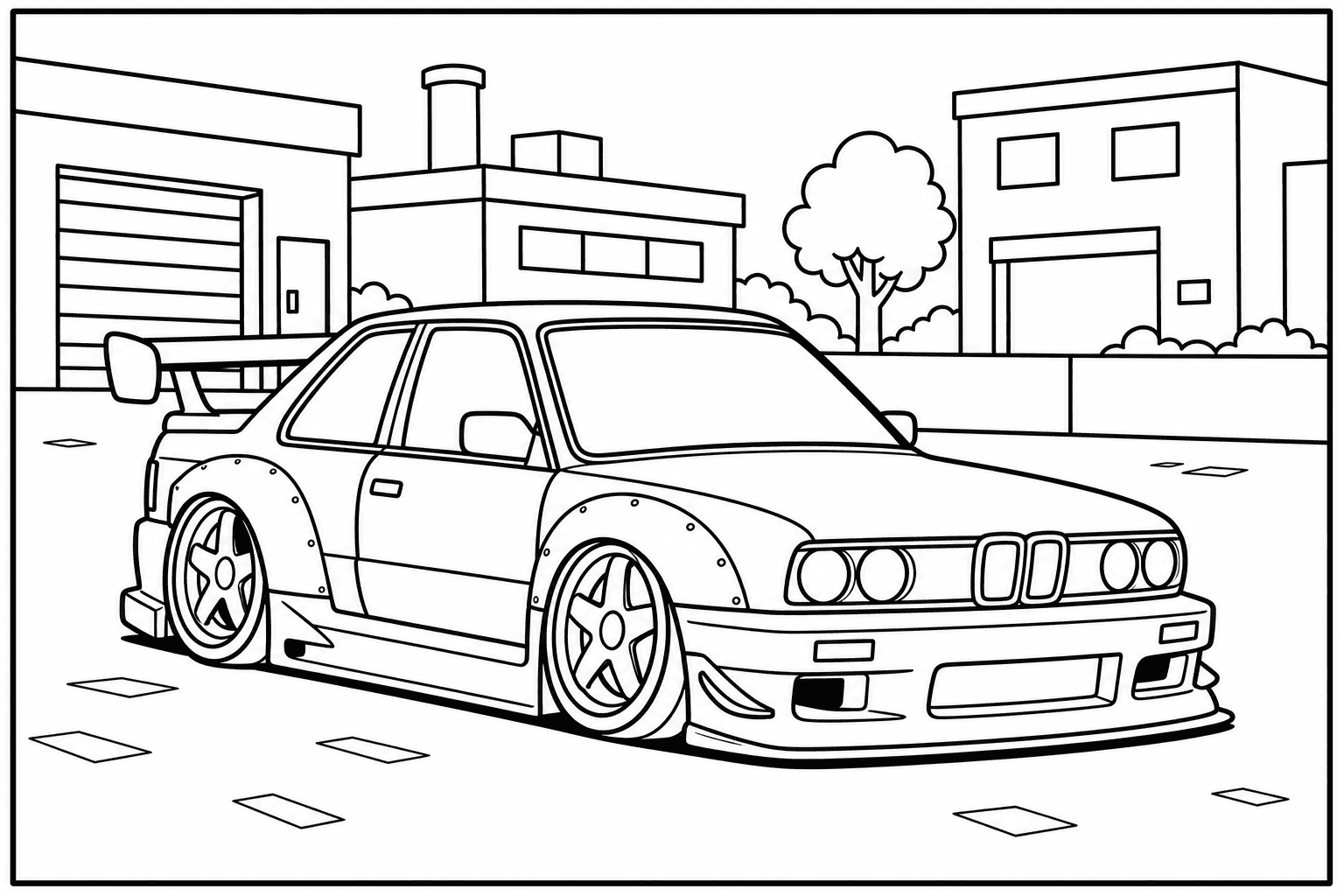 BMW M3 E30 coloring page from the BMW Invasion book