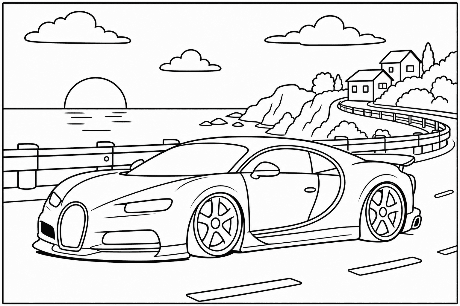 Bugatti Chiron Sport coloring page from the Exotic Cars Club book
