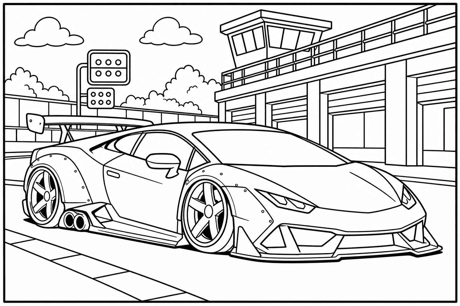 Lamborghini Huracan Tecnica coloring page from the Exotic Cars Club book
