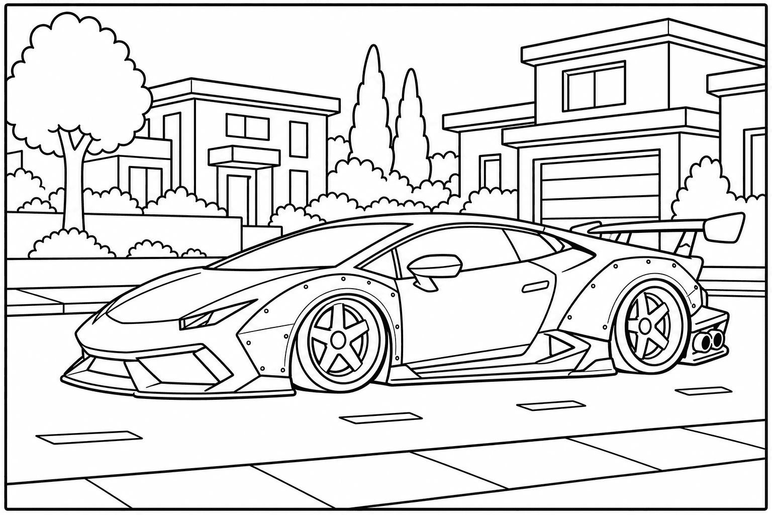 Lamborghini Huracan LP 610-4 coloring page from the Exotic Cars Club book