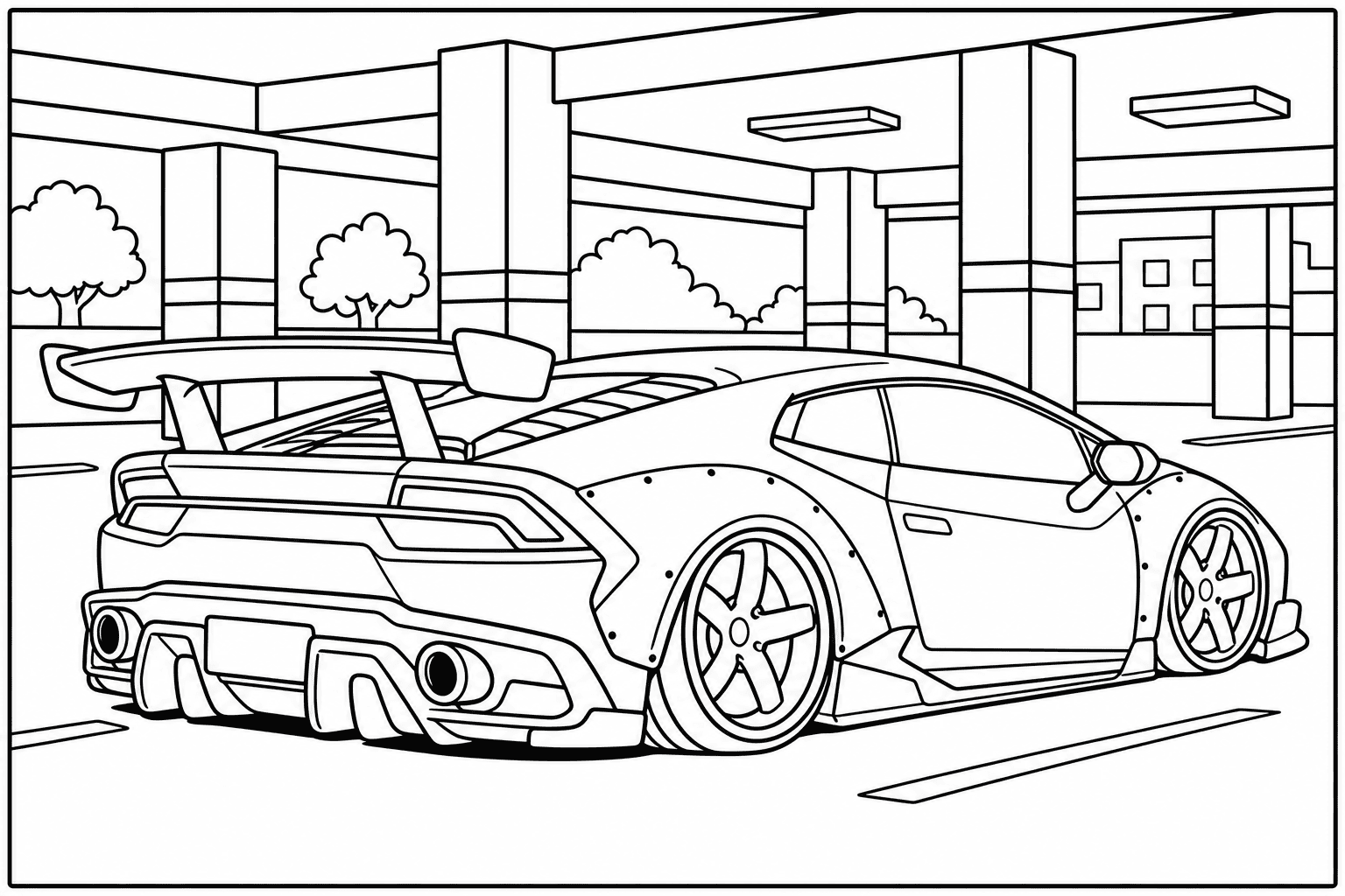 Lamborghini Huracan EVO coloring page from the Exotic Cars Club book