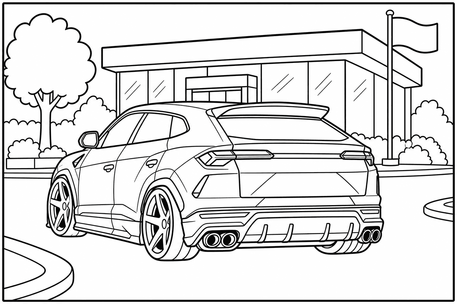 Lamborghini Urus Performante coloring page from the Exotic Cars Club book