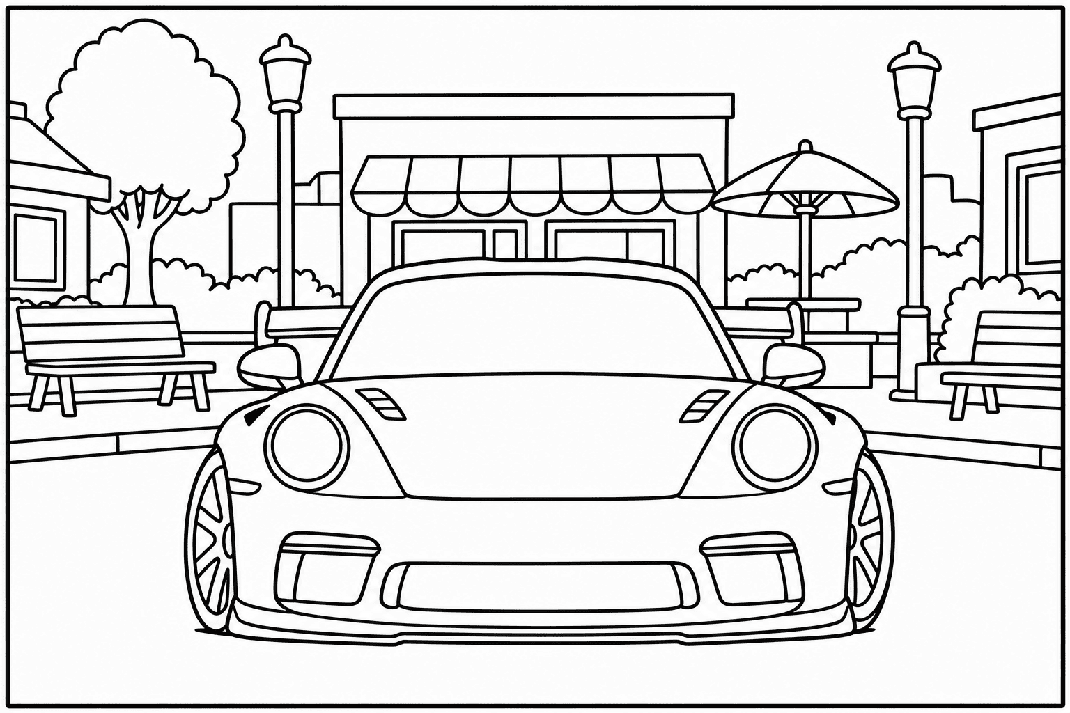 Porsche 911 GT3 RS 992 coloring page from the Exotic Cars Club book