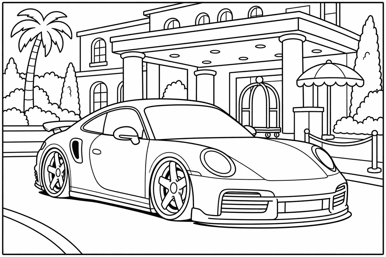 Porsche 911 Turbo S 992 coloring page from the Exotic Cars Club book