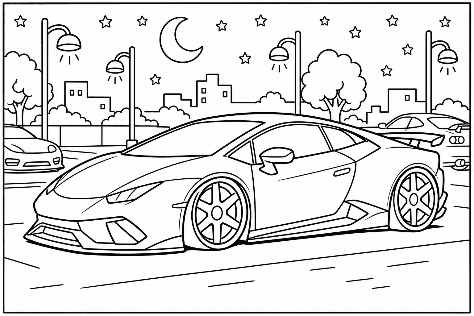 Lamborghini Huracan Performante coloring page from the Exotic Cars Club book