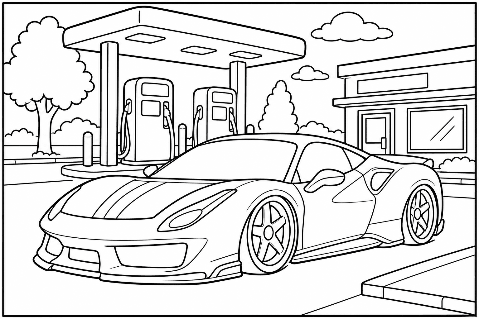 Ferrari 488 Pista coloring page from the Exotic Cars Club book