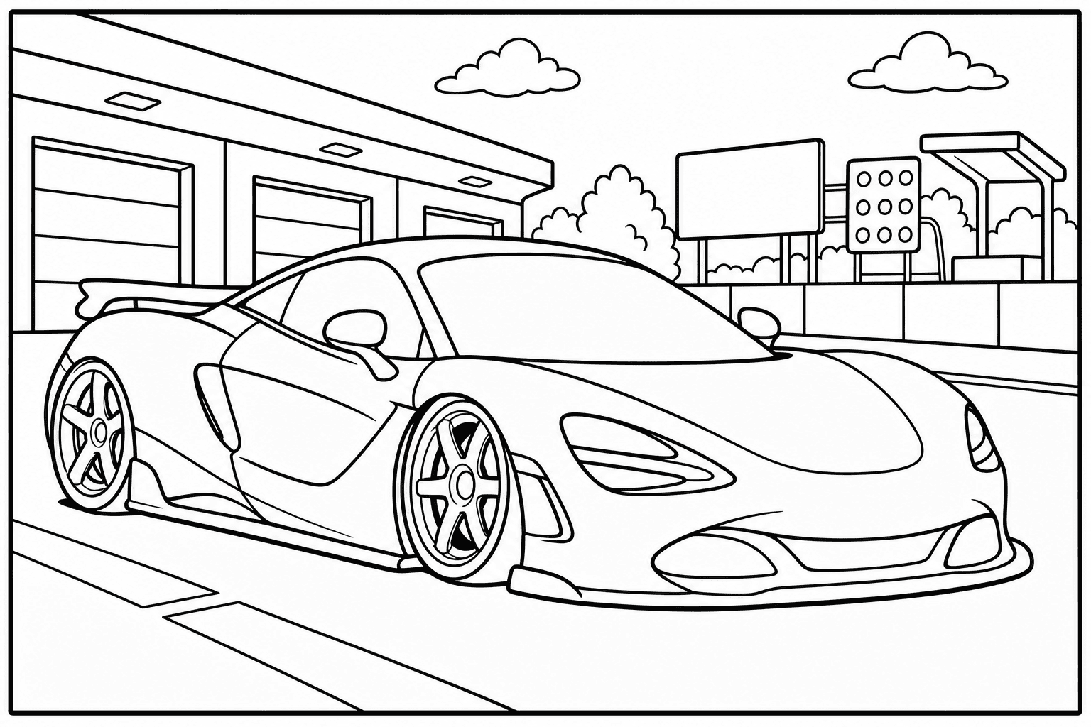 McLaren 720S coloring page from the Exotic Cars Club book