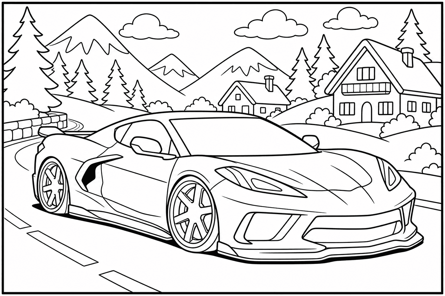 Chevrolet Corvette Z06 C8 coloring page from the Exotic Cars Club book