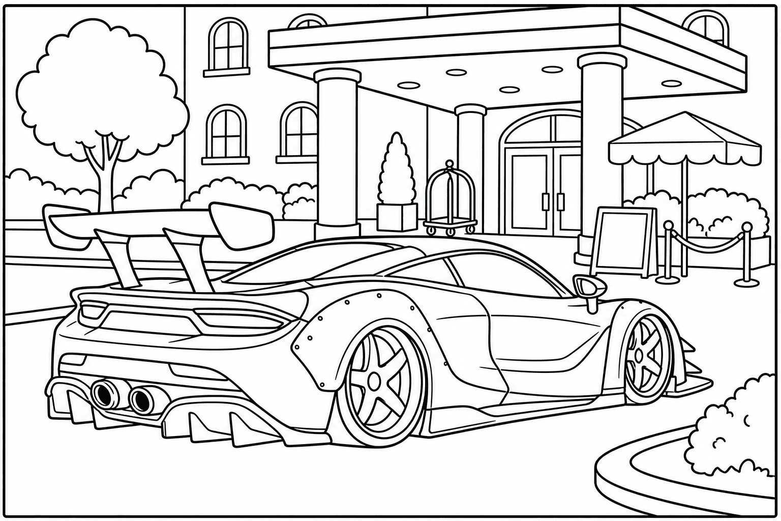 McLaren 765LT coloring page from the Exotic Cars Club book