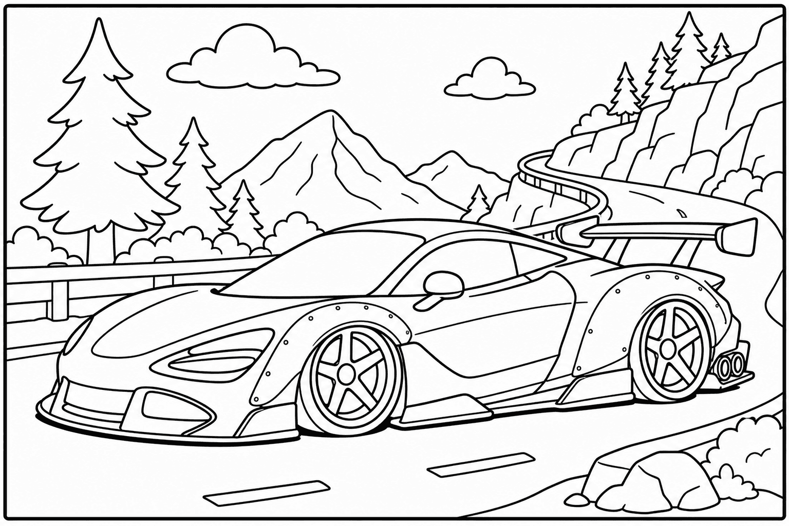 McLaren 750S coloring page from the Exotic Cars Club book