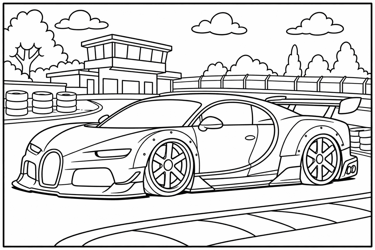 Bugatti Chiron Pur Sport coloring page from the Exotic Cars Club book