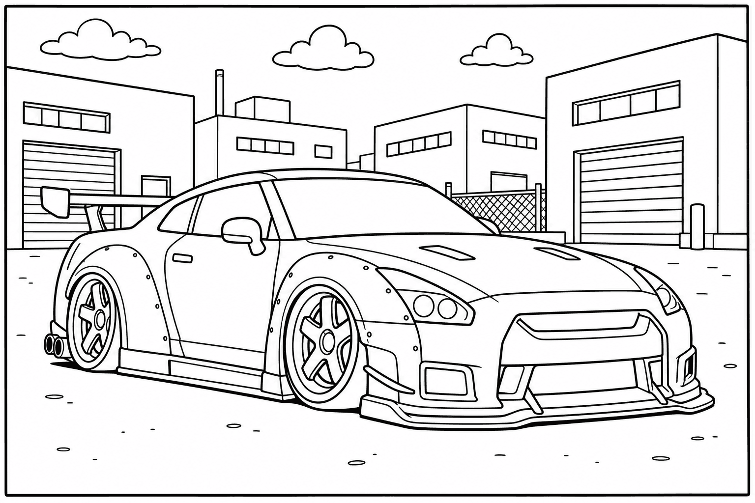 Nissan GT-R coloring page from the JDM Edition book