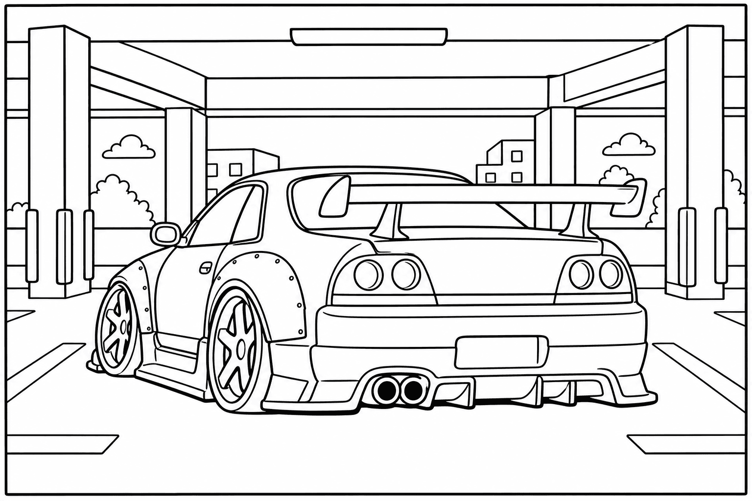 Nissan Skyline R33 GT-R coloring page from the JDM Edition book
