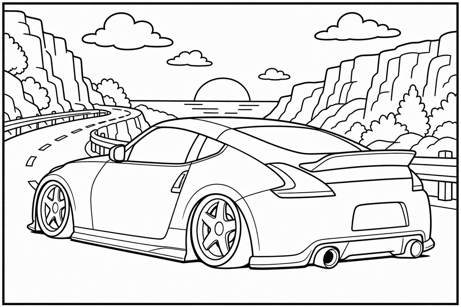Nissan 370Z coloring page from the JDM Edition book