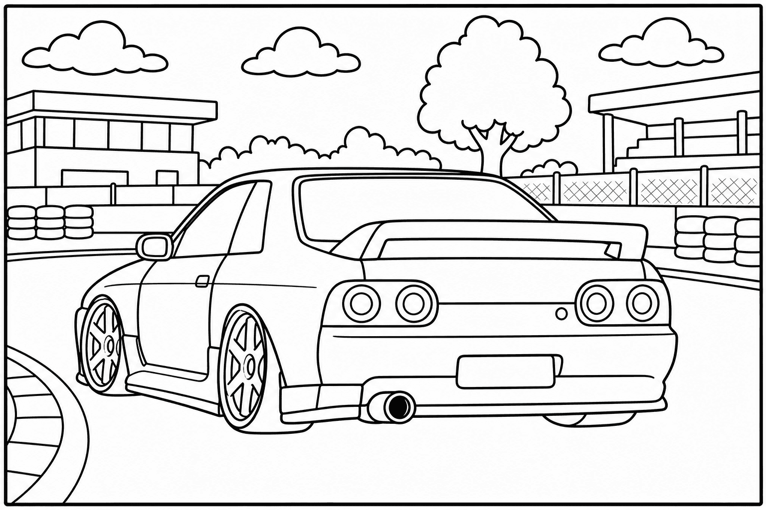 Nissan Skyline R32 GT-R coloring page from the JDM Edition book