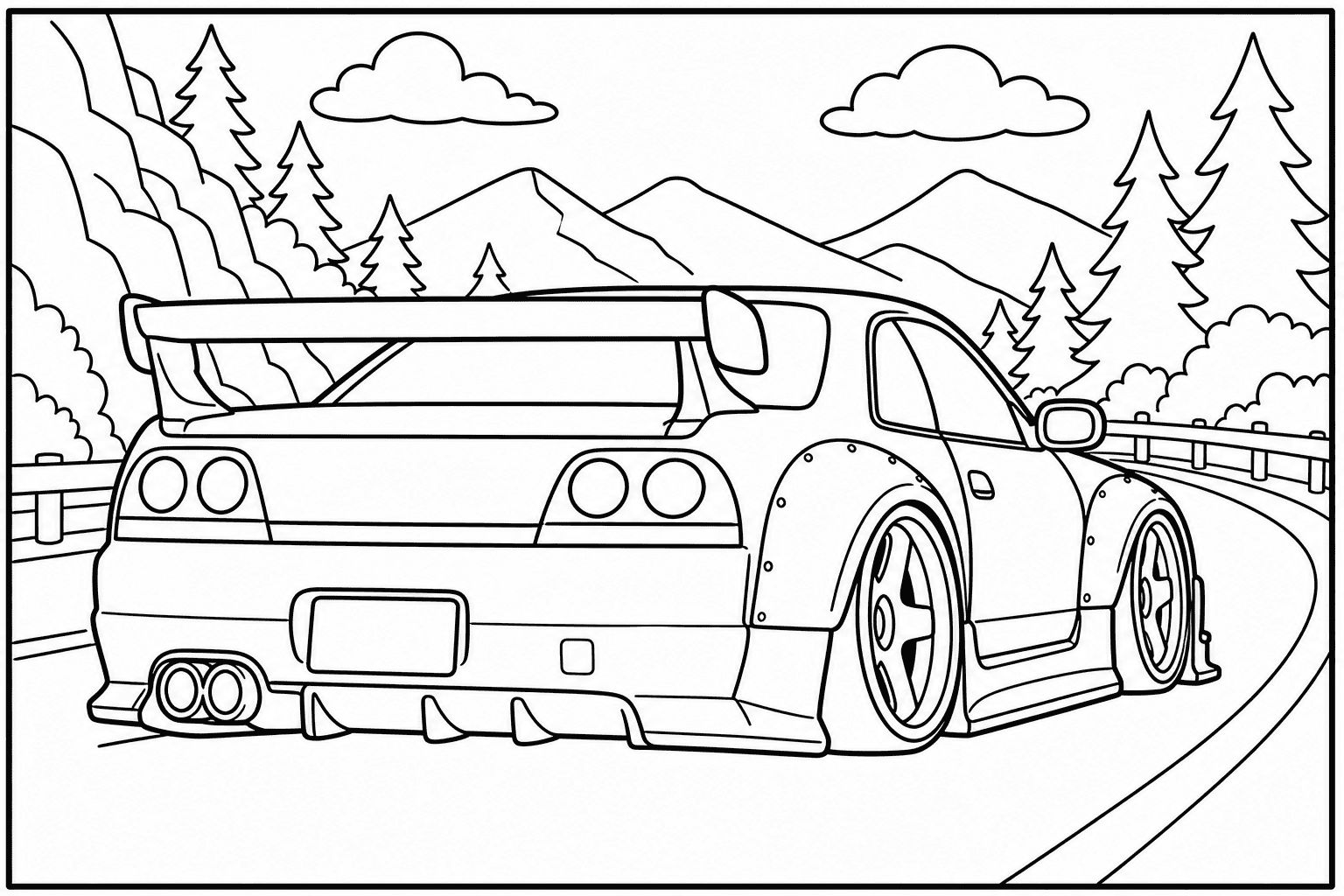 Nissan Skyline R33 GT-R coloring page from the JDM Edition book
