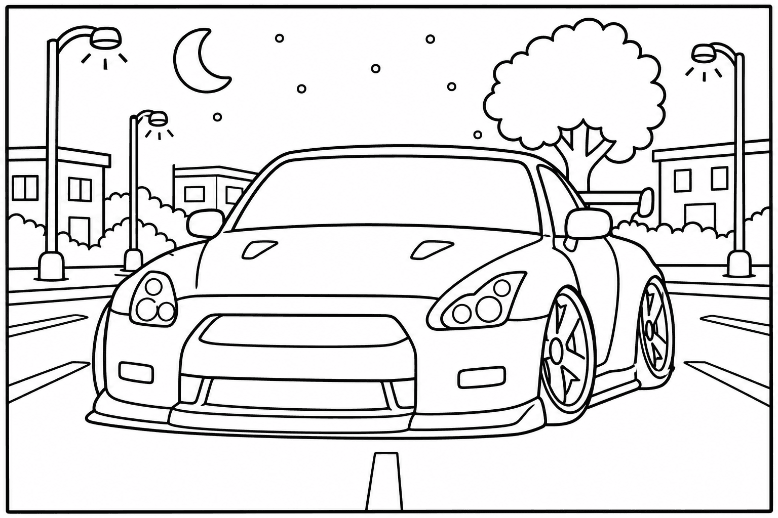 Nissan GT-R coloring page from the JDM Edition book