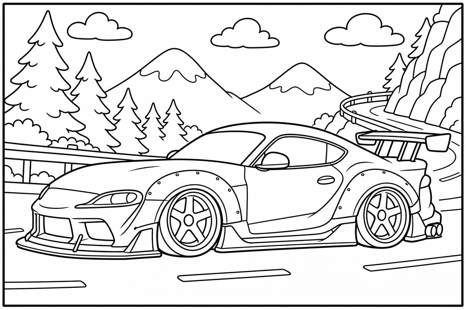 Toyota Supra MK5 coloring page from the JDM Edition book