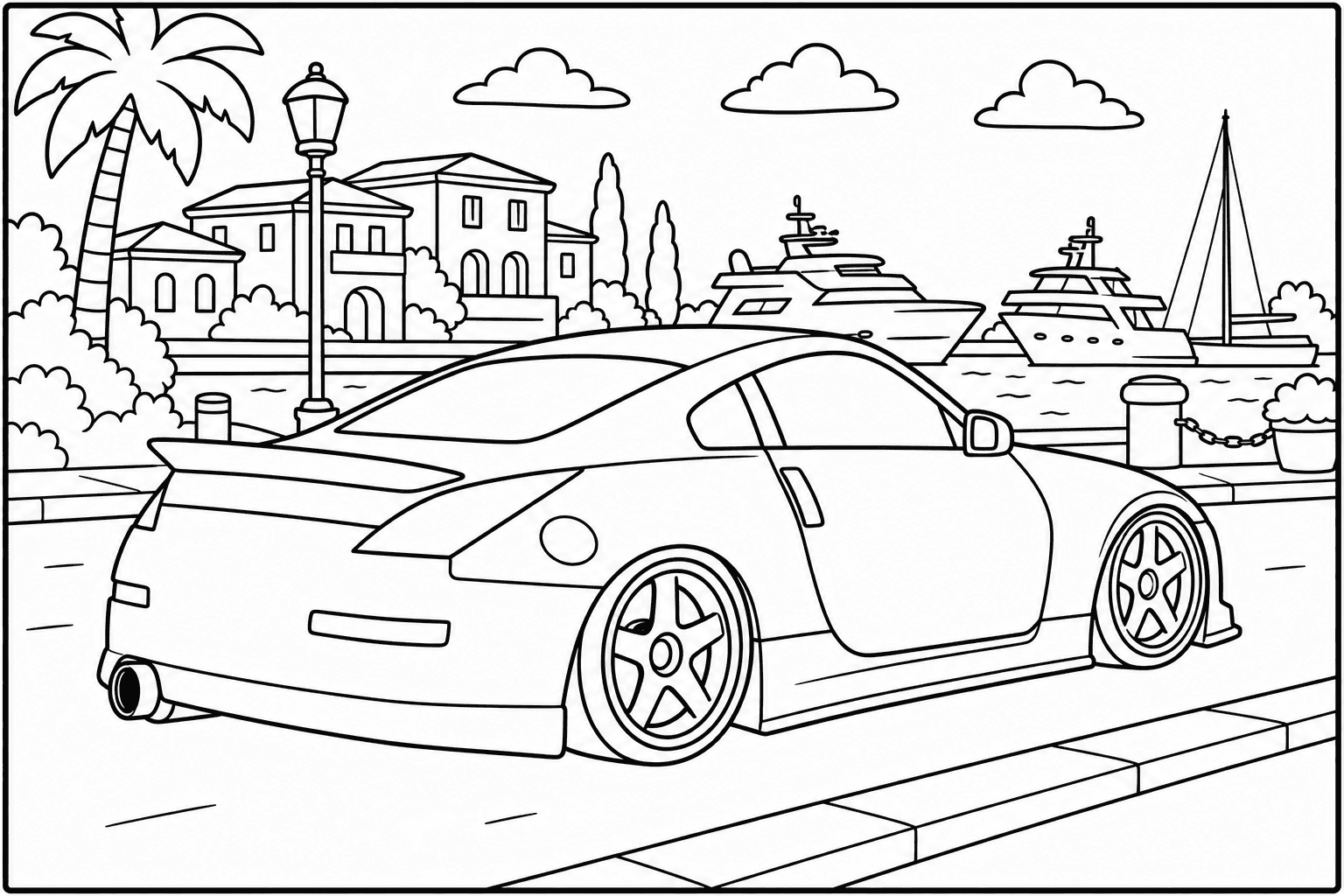 Nissan 350Z coloring page from the JDM Edition book
