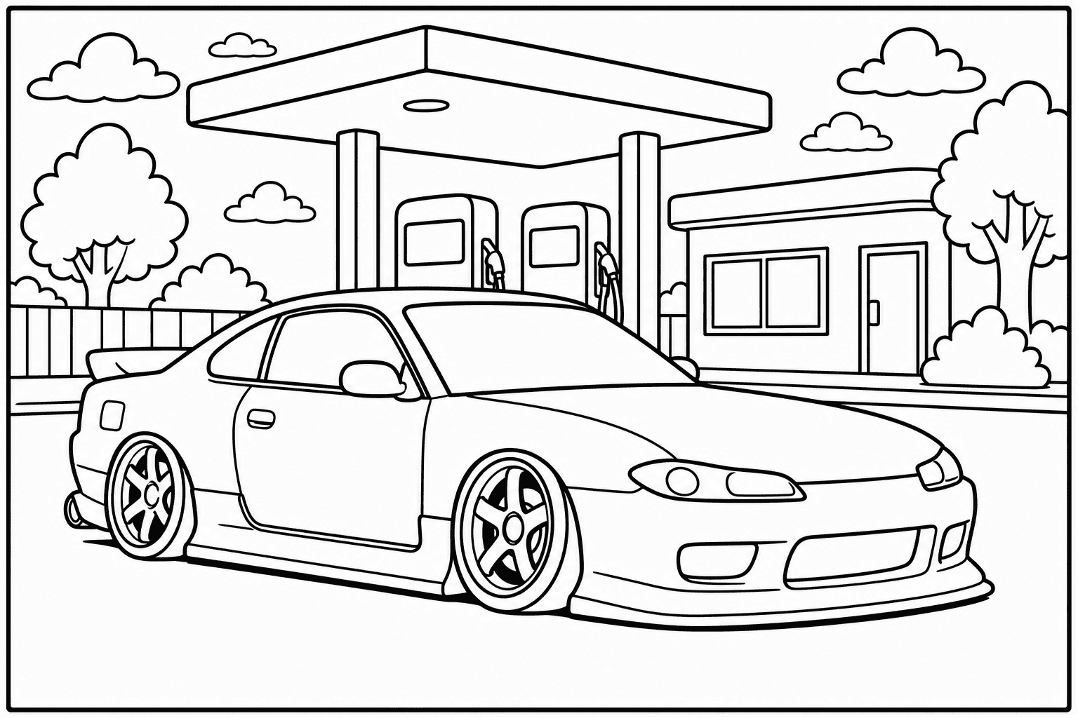 Nissan Silvia S15 coloring page from the JDM Edition book