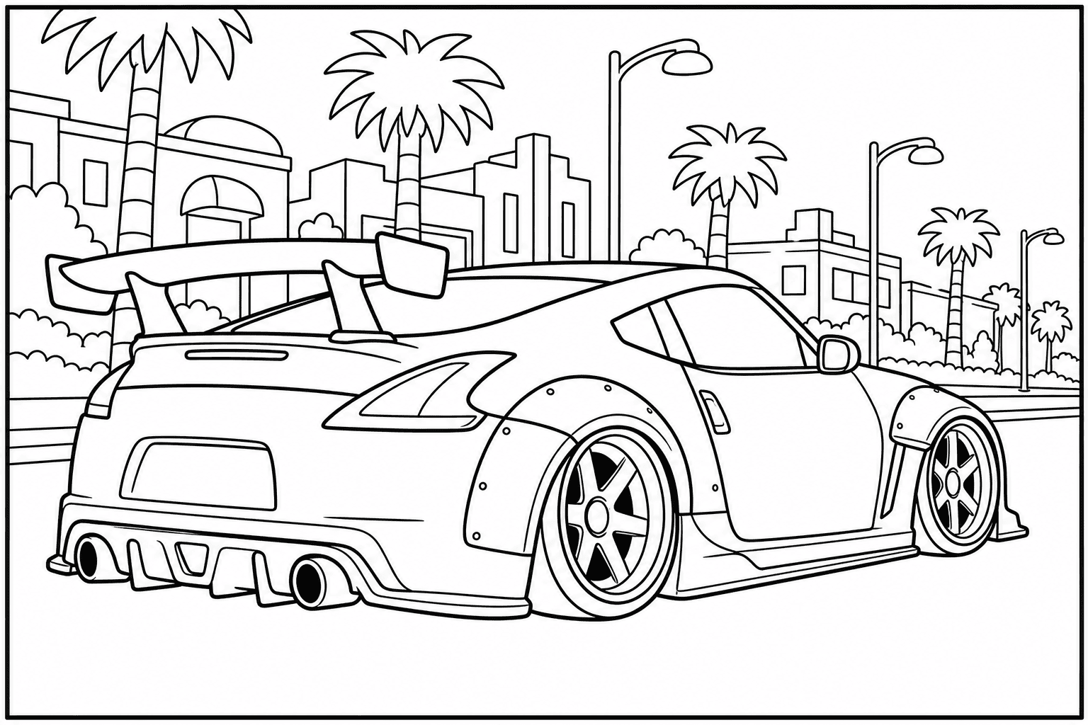 Nissan 370Z coloring page from the JDM Edition book