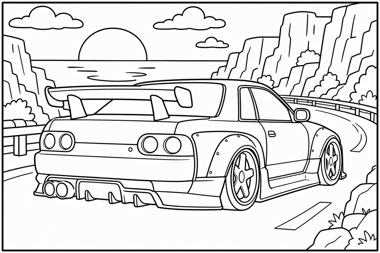 Nissan Skyline R32 GT-R coloring page from the JDM Edition book