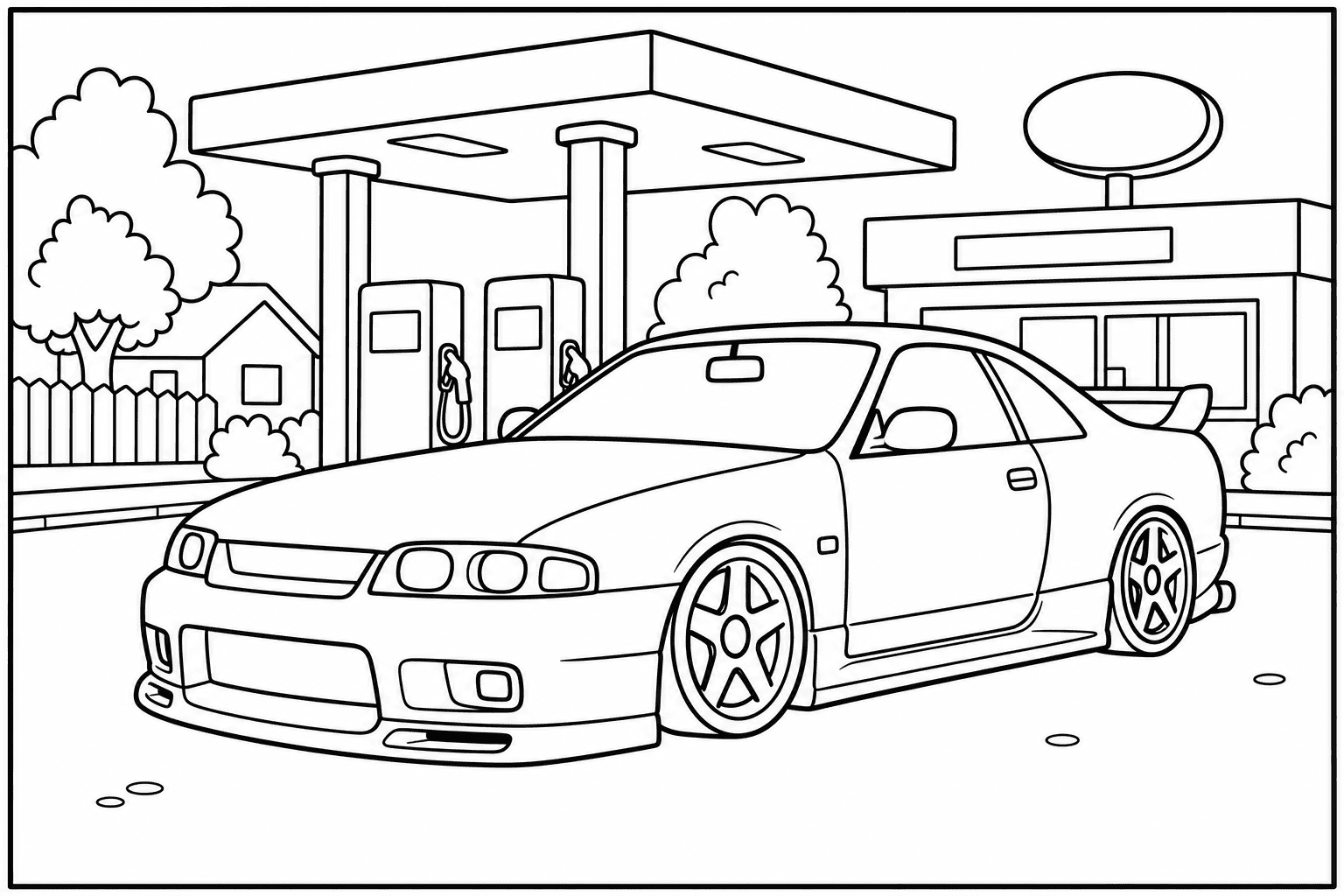 Nissan Skyline R33 GT-R coloring page from the JDM Edition book