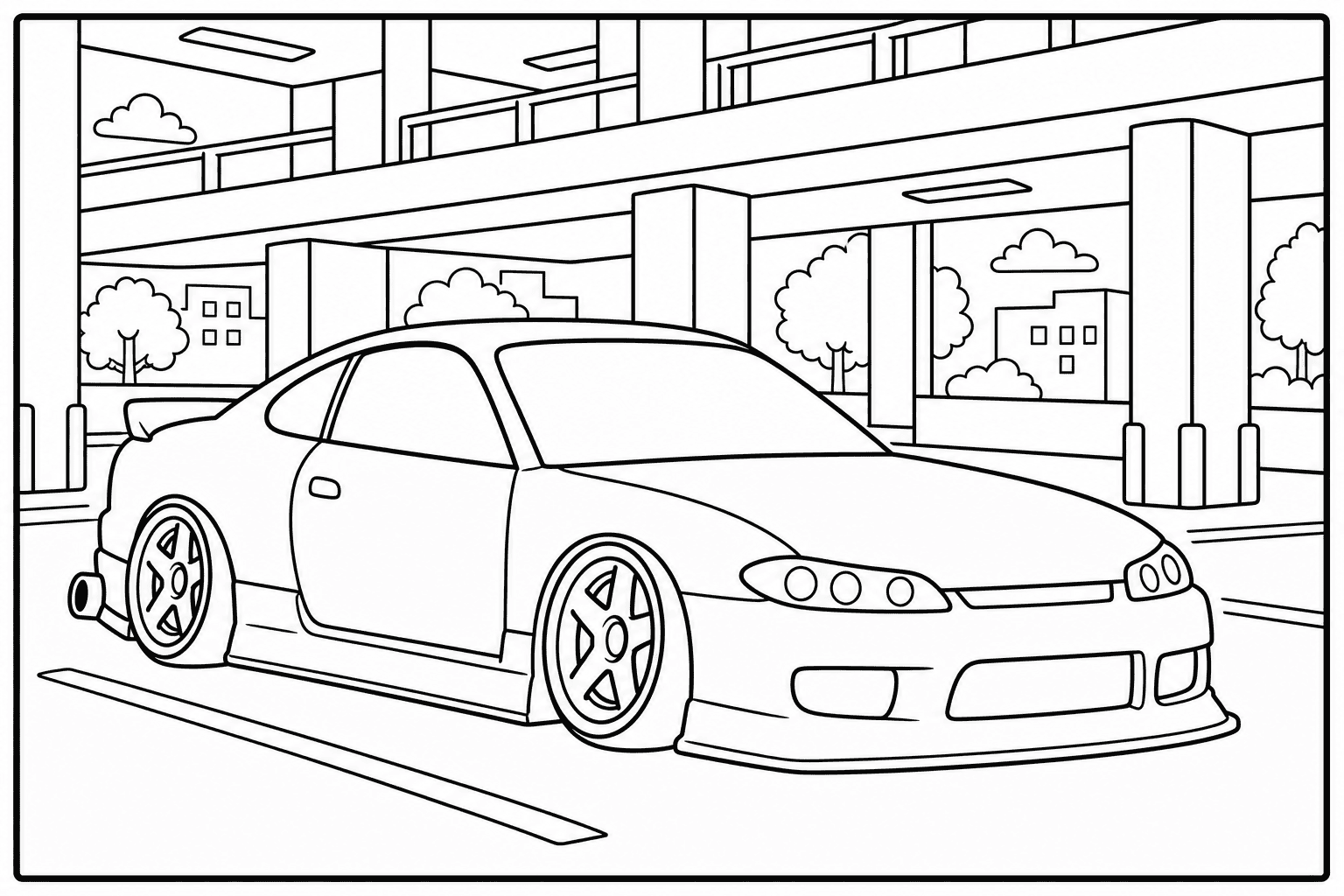 Nissan Silvia S15 coloring page from the JDM Edition book