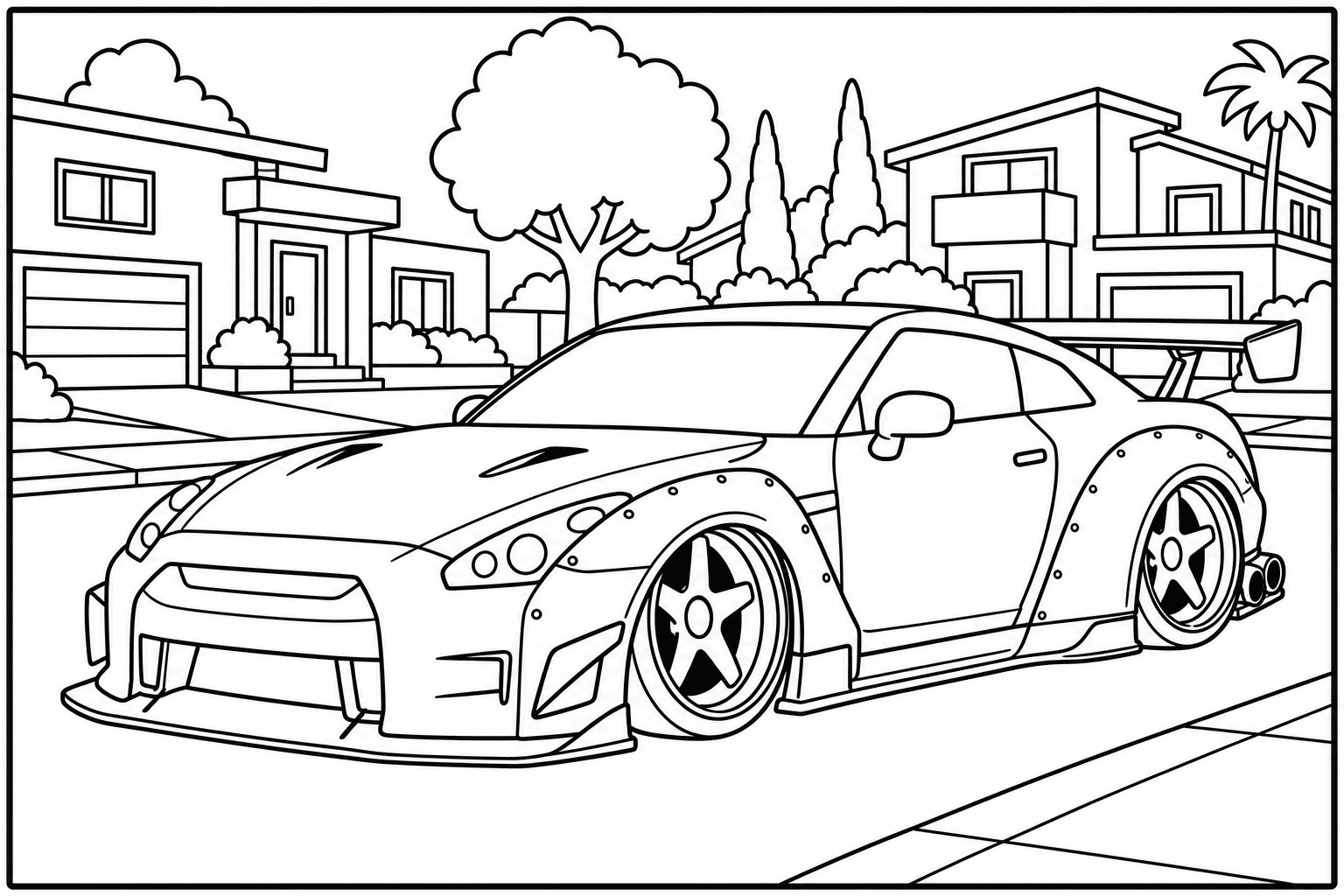 Nissan GT-R coloring page from the JDM Edition book