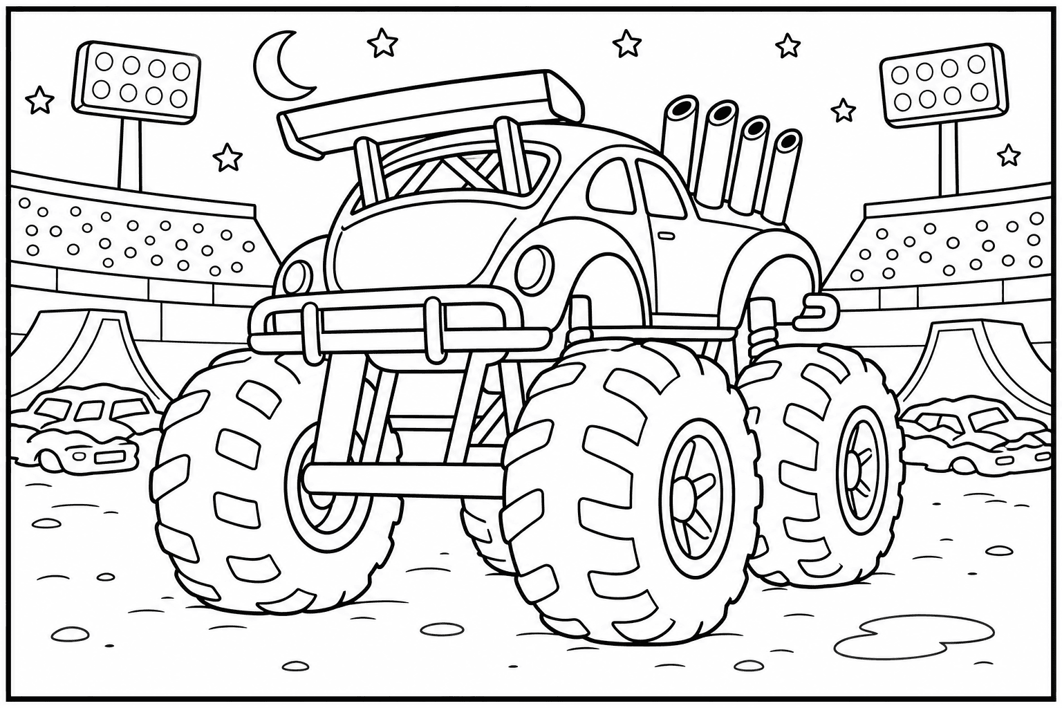 Cartoon Bug Monster Truck coloring page