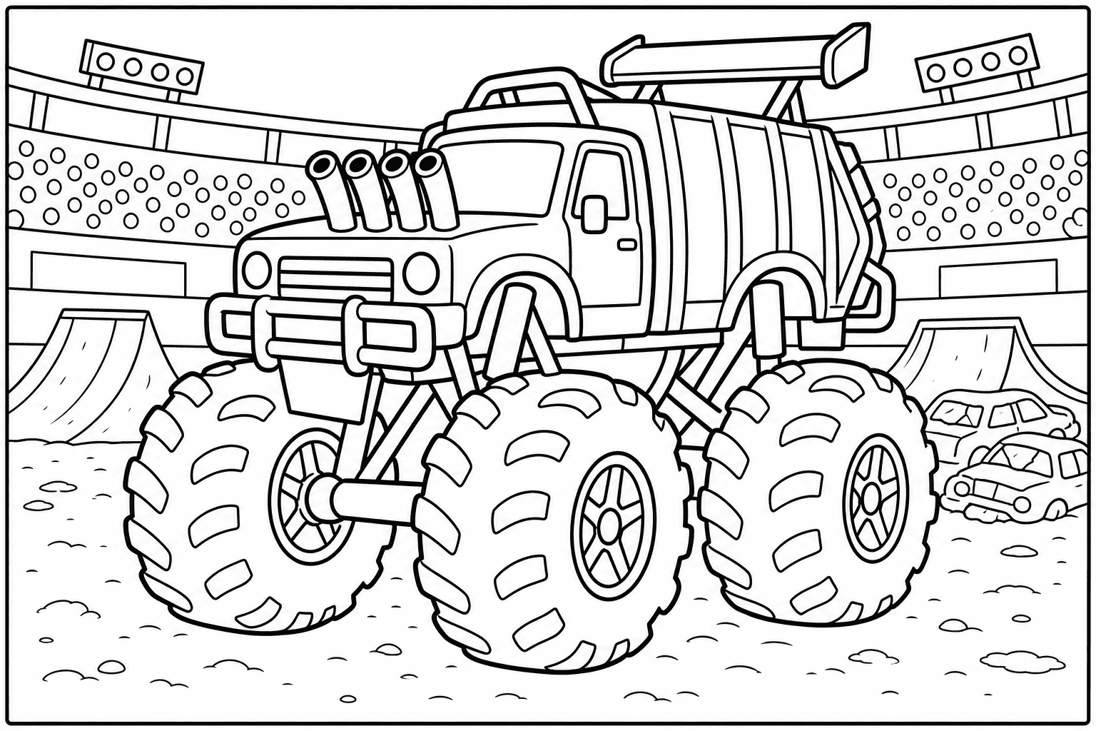 Garbage Truck Monster Truck coloring page