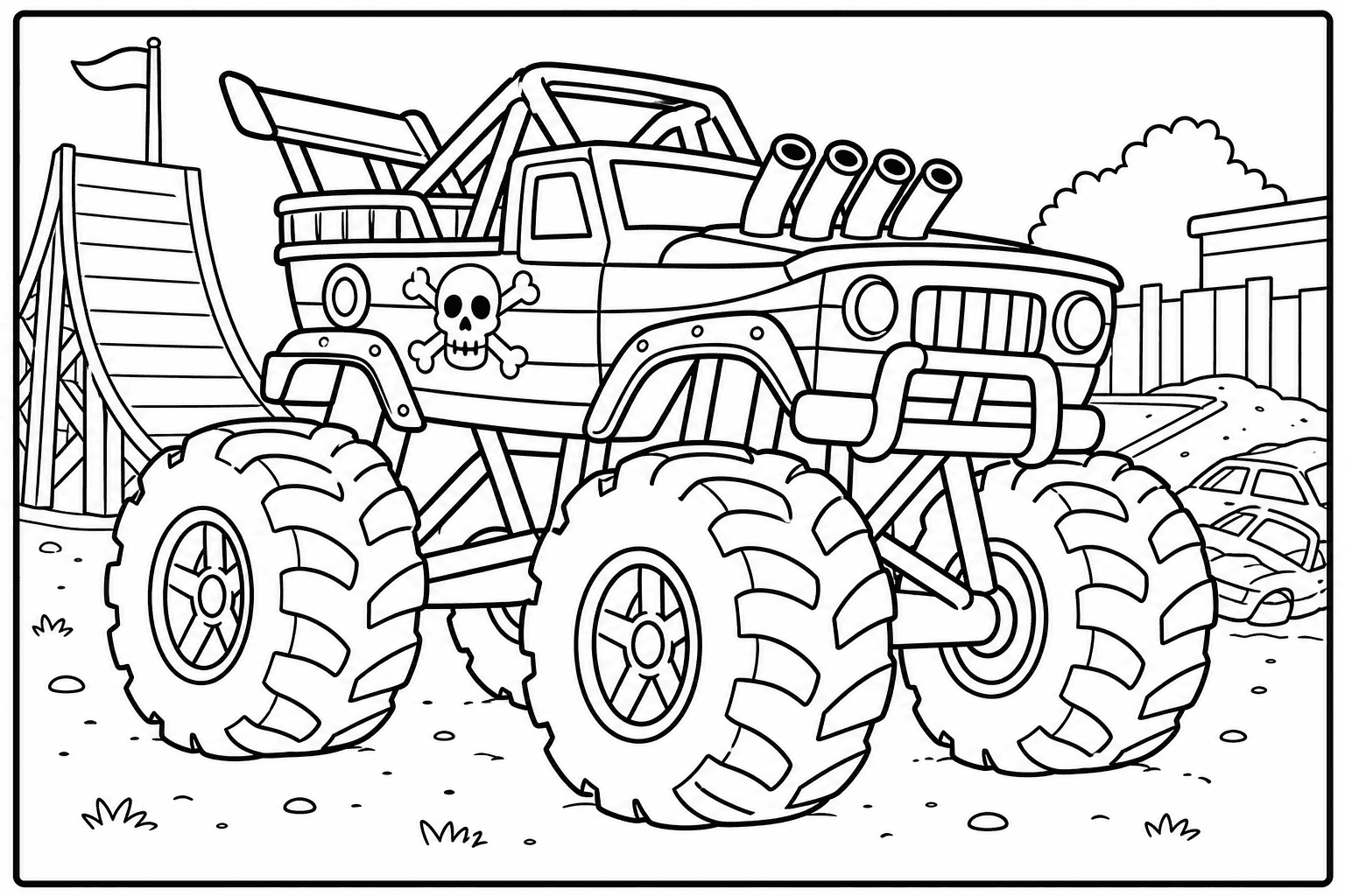 Pirate Ship Monster Truck coloring page