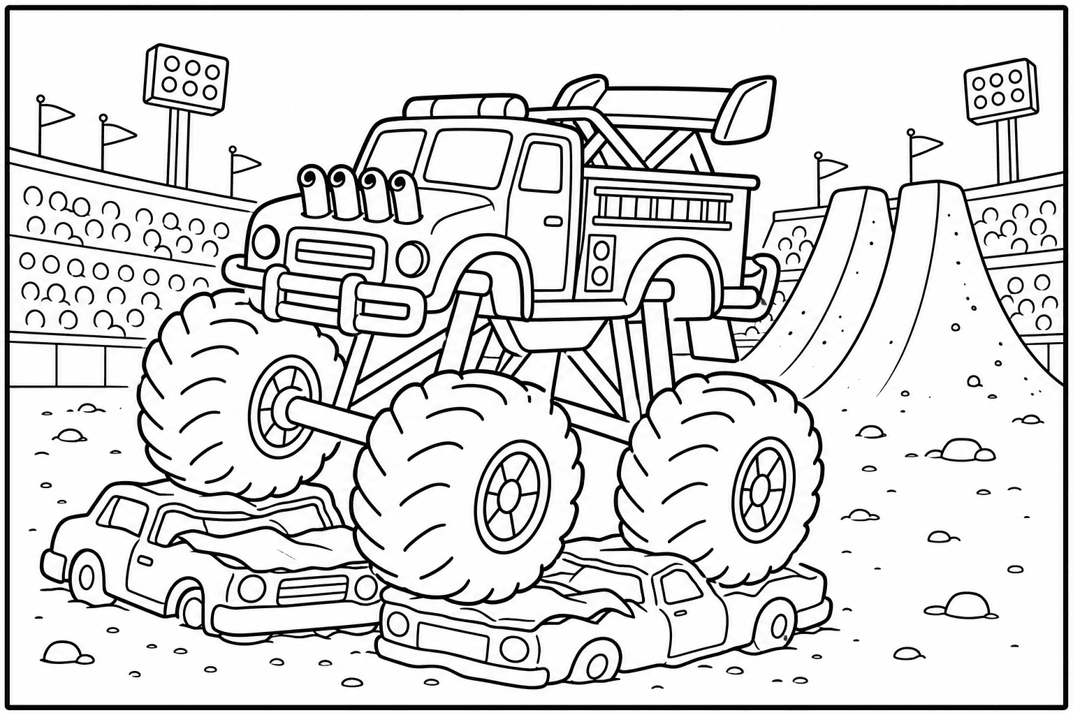 Fire Truck Monster Truck coloring page
