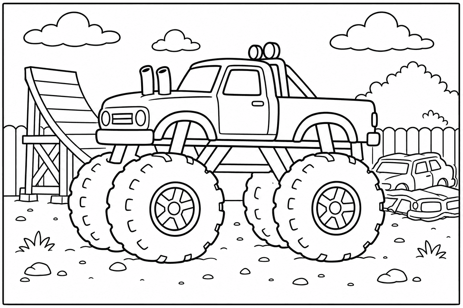 Classic Pickup Truck Monster Truck coloring page