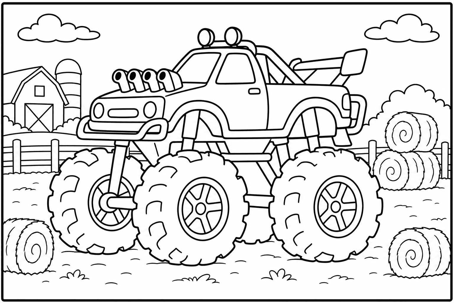 Rally Car Monster Truck coloring page
