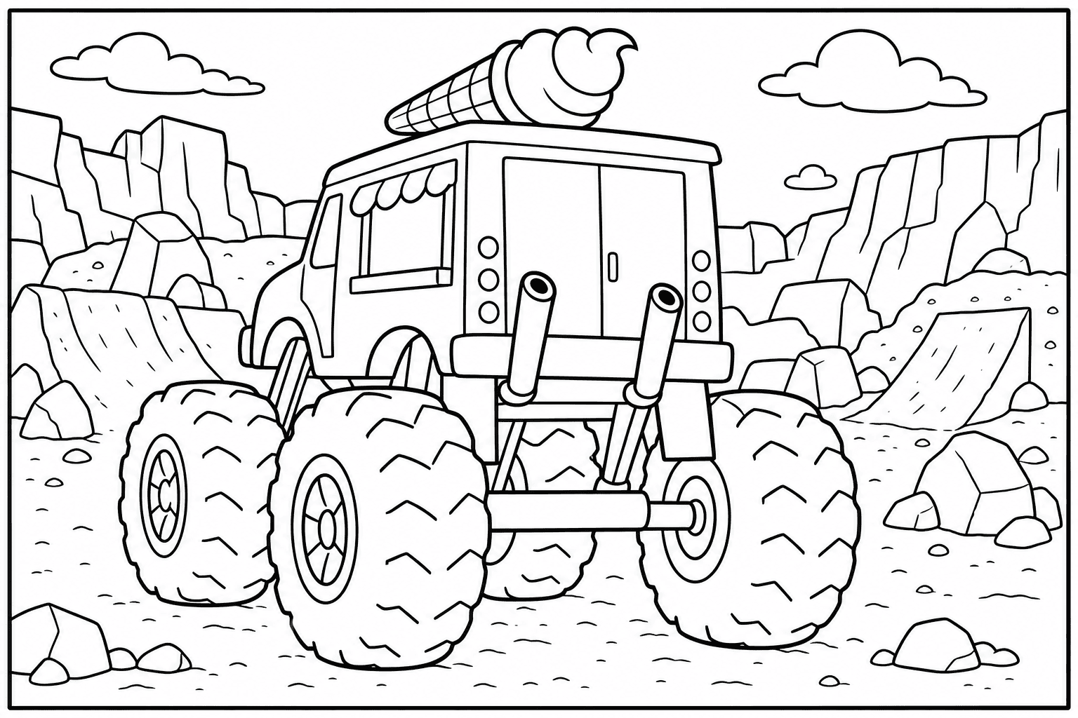 Ice Cream Van Monster Truck coloring page