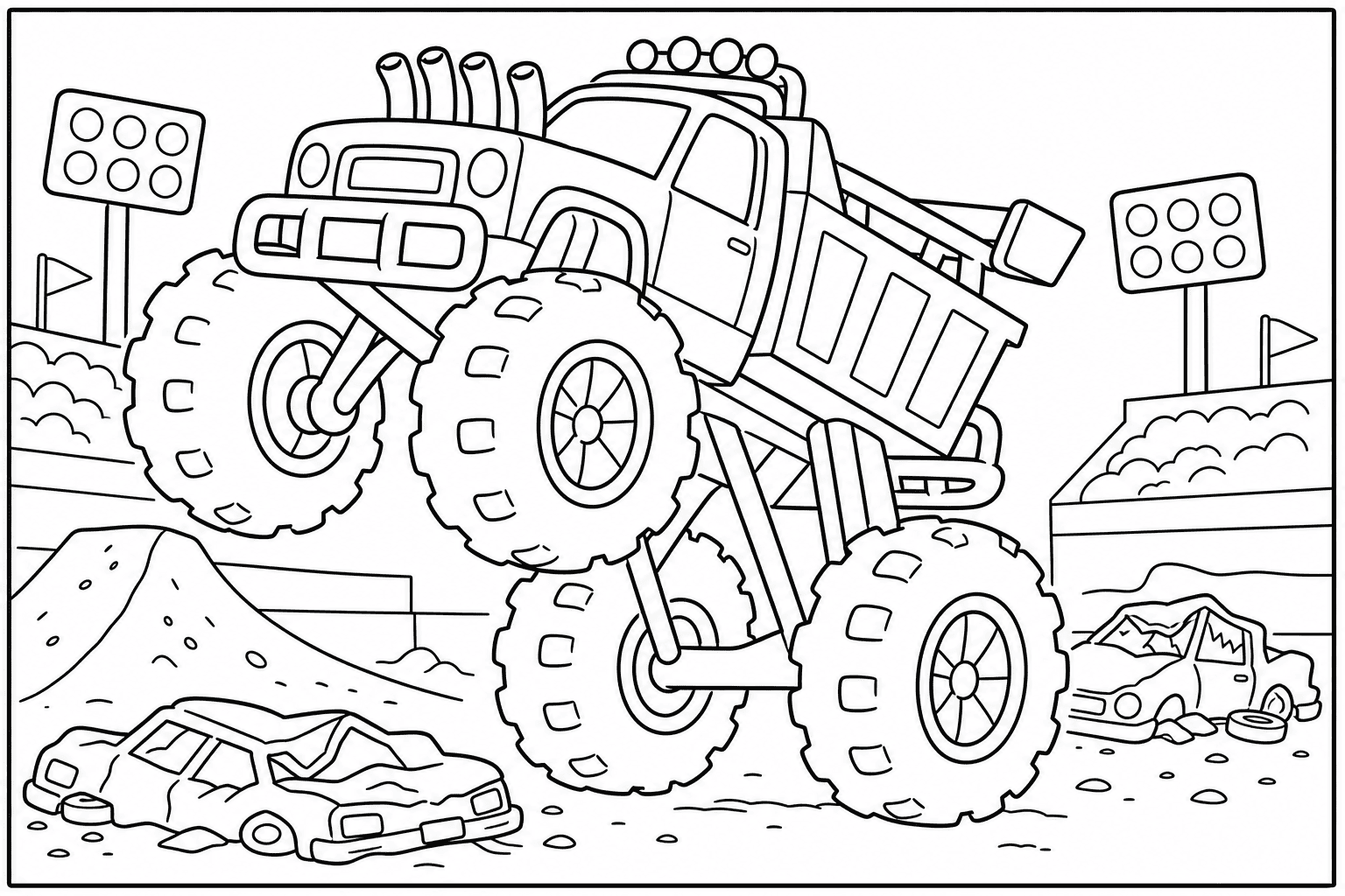 Dump Truck Monster Truck coloring page