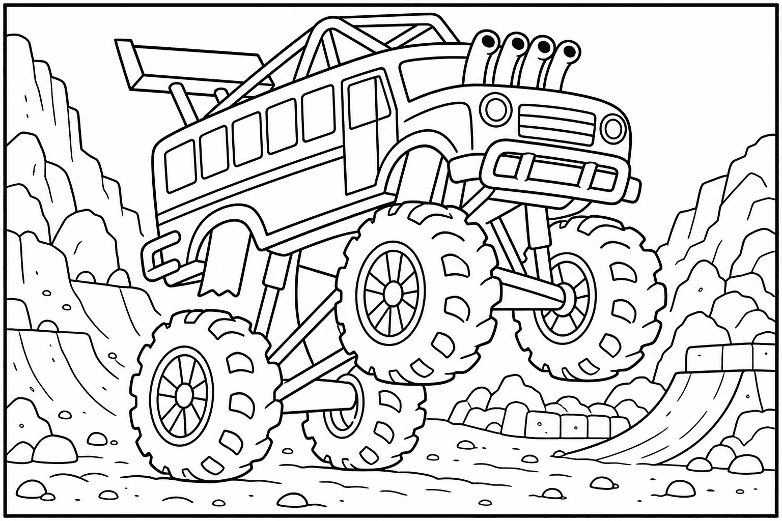 School Bus Monster Truck coloring page