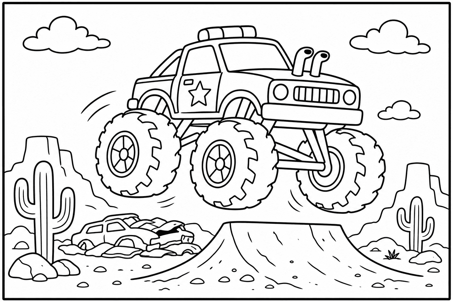 Police Car Monster Truck coloring page