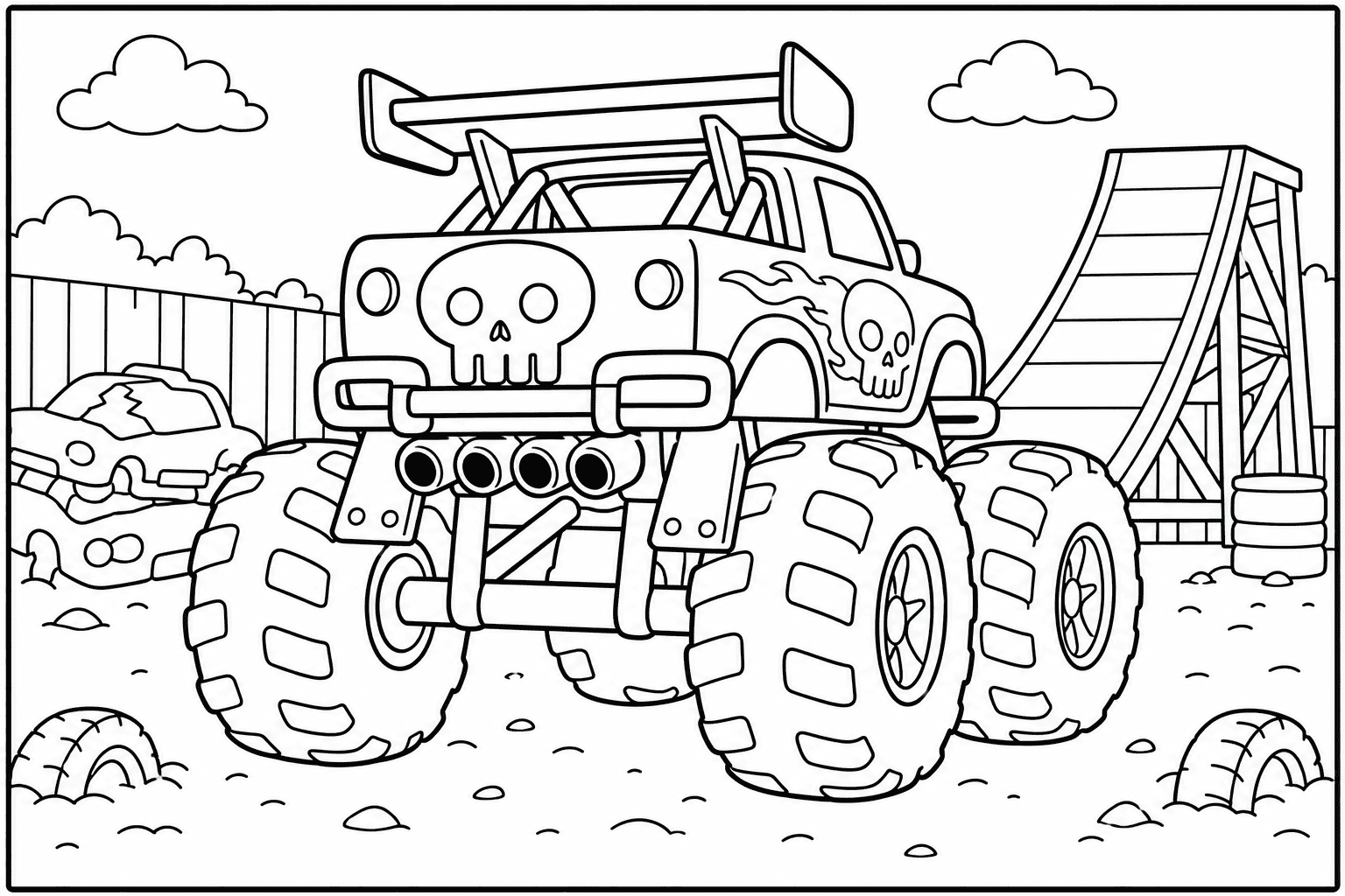 Skull Monster Truck coloring page