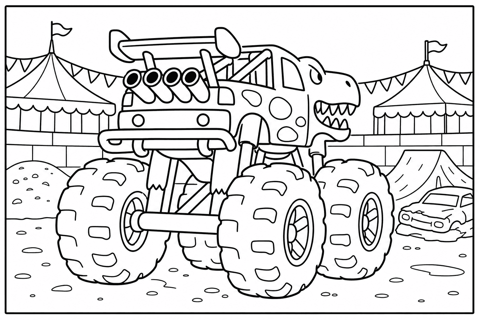 T-Rex Dinosaur Monster Truck coloring page