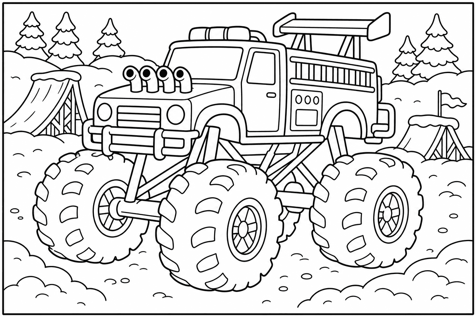 Fire Truck Monster Truck coloring page from the Monster Trucks Edition book