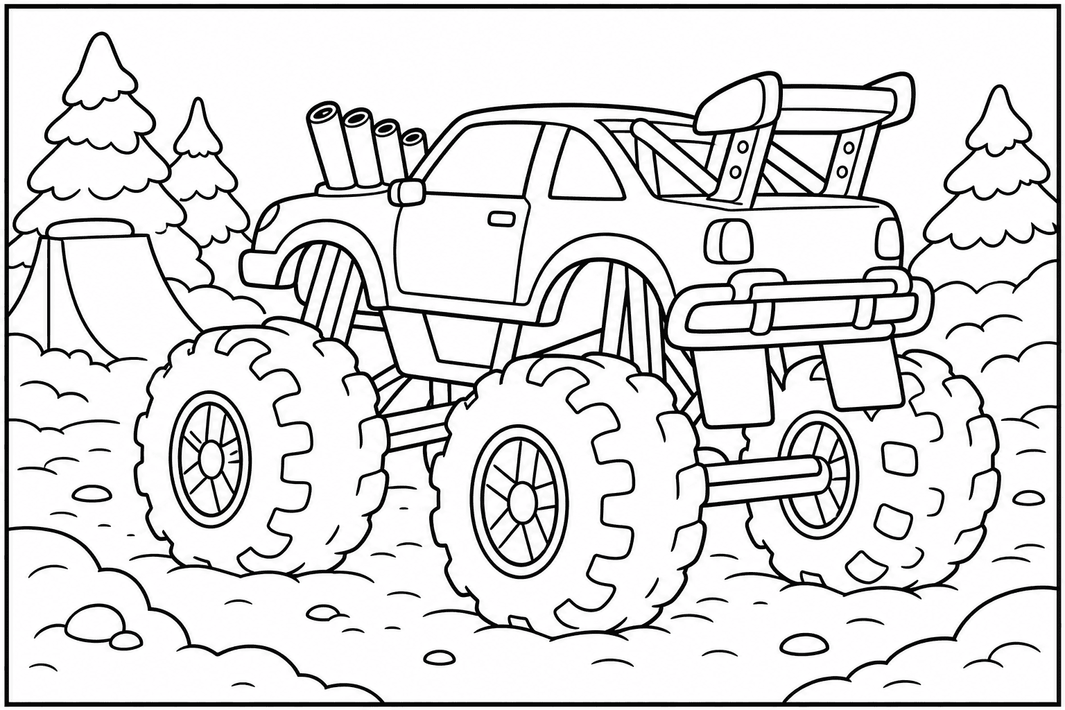Rally Car Monster Truck coloring page from the Monster Trucks Edition book