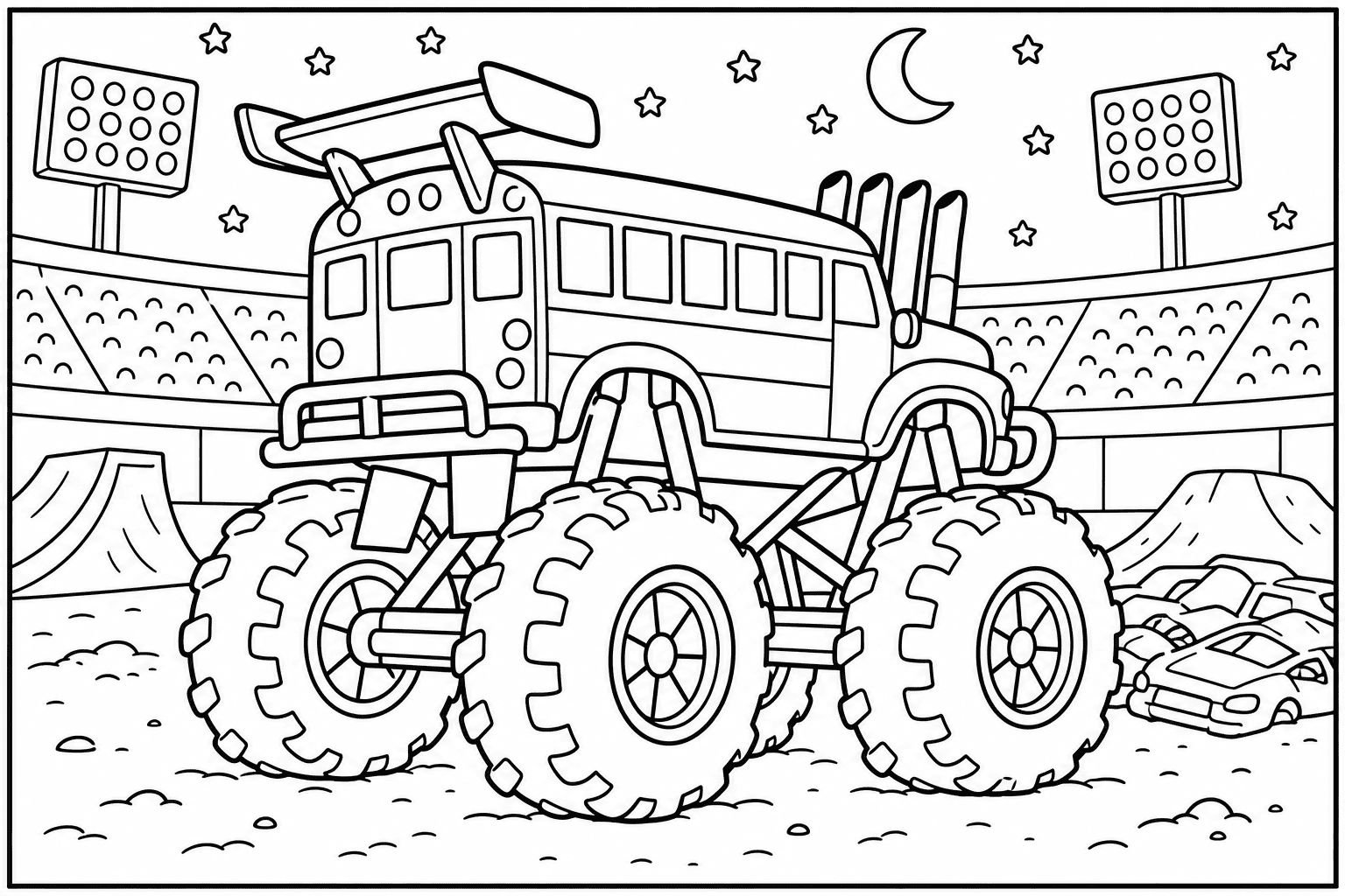 School Bus Monster Truck coloring page from the Monster Trucks Edition book