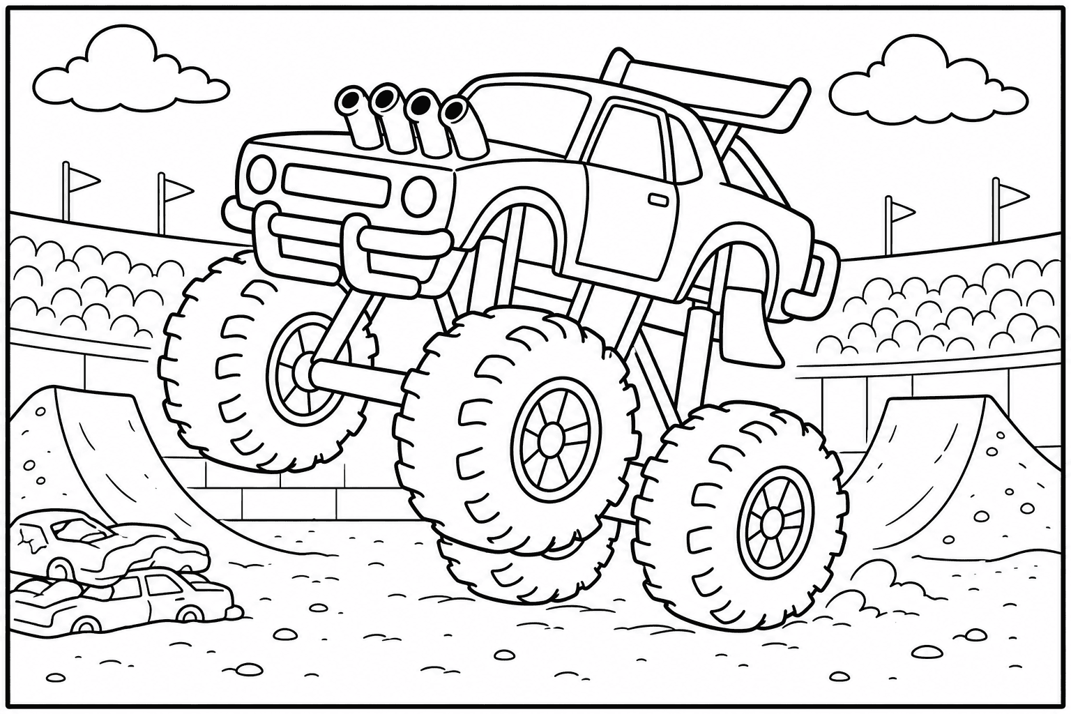 Muscle Car Monster Truck coloring page from the Monster Trucks Edition book